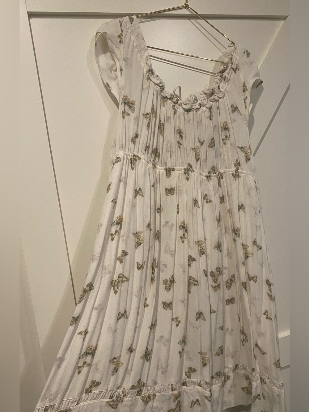 White Butterfly Print Sundress